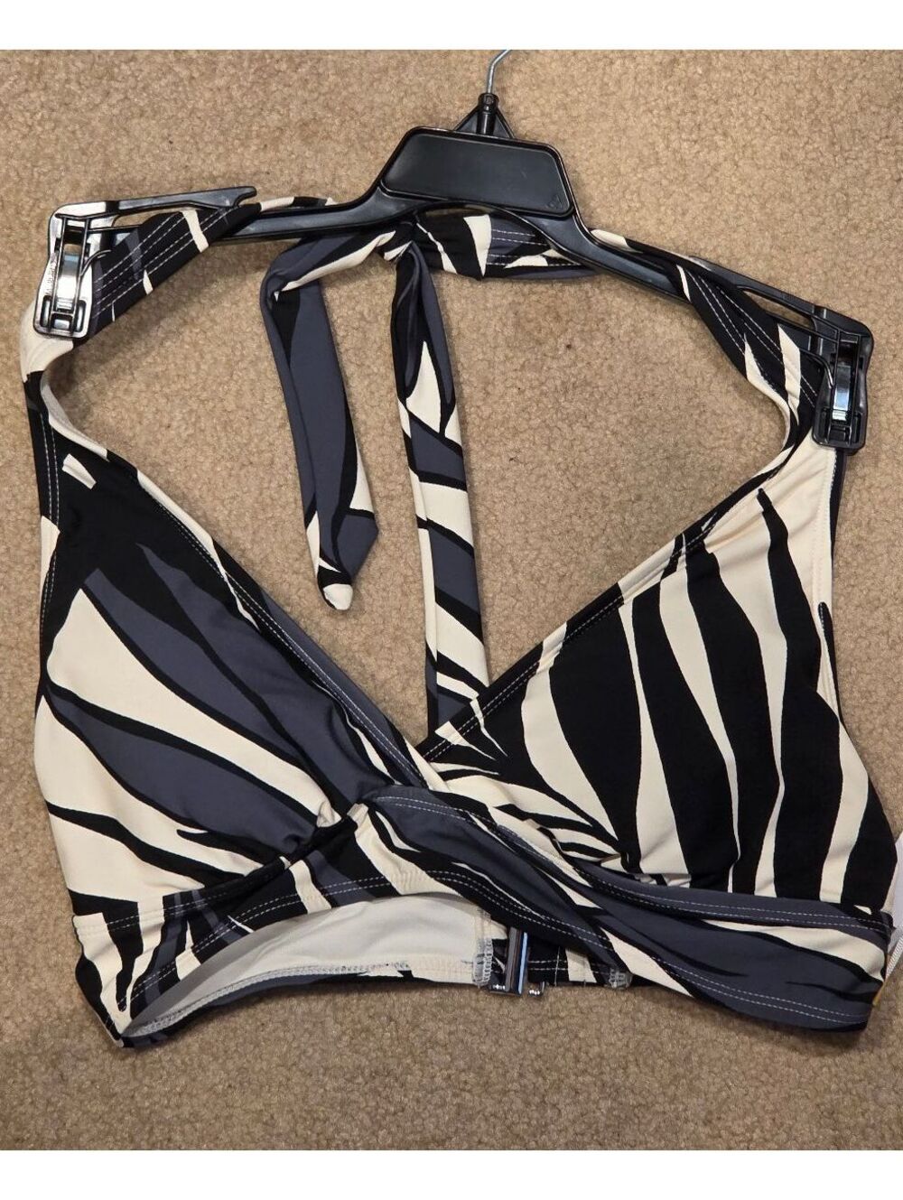 Anne Cole Women's Zebra Print Halter Bikini Top Size Small